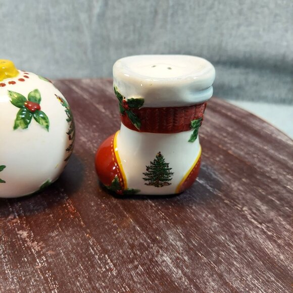 Spode Christmas Tree Figural Salt & Pepper Shakers 2.5" Ceramic Collectible Set - Picture 9 of 15